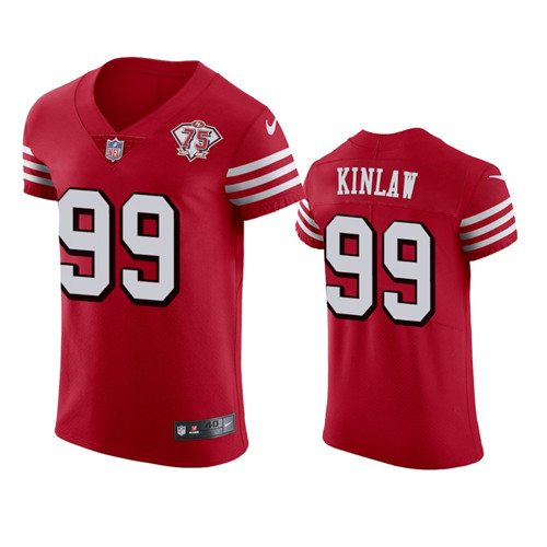 Nike 49ers #99 Javon Kinlaw Red Rush Men's 75th Anniversary Stitched NFL Vapor Untouchable Elite Jersey