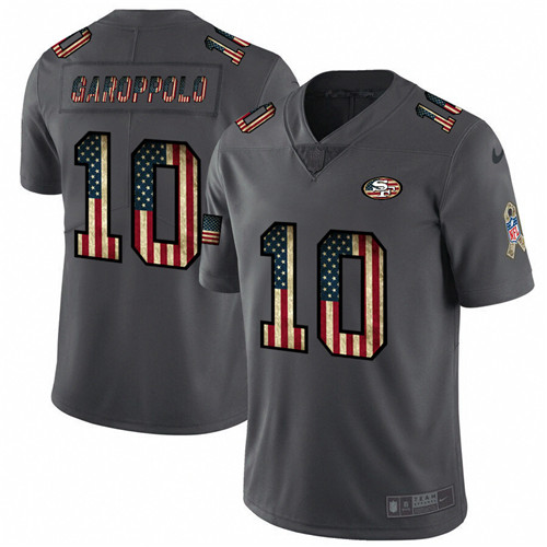 Nike 49ers 10 Jimmy Garoppolo 2019 Salute To Service USA Flag Fashion Limited Jersey