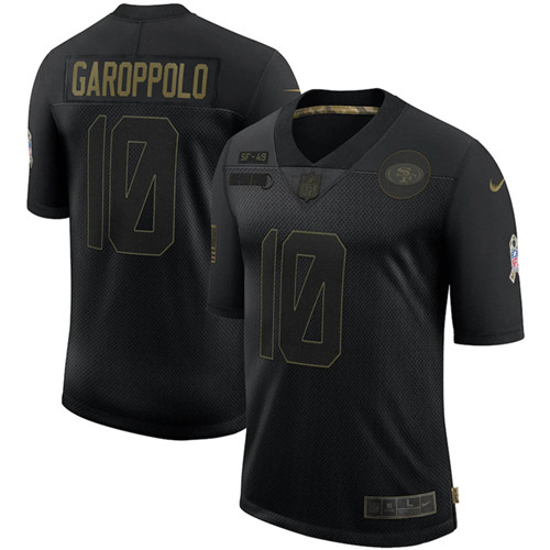 Nike 49ers 10 Jimmy Garoppolo Black 2020 Salute To Service Limited Jersey