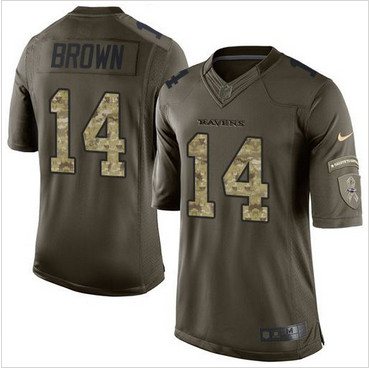 Nike Baltimore Ravens #14 Marlon Brown Green Men's Stitched NFL Limited Salute to Service Jersey