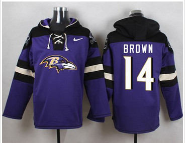 Nike Baltimore Ravens #14 Marlon Brown Purple Player Pullover NFL Hoodie