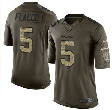 Nike Baltimore Ravens #5 Joe Flacco Green Men's Stitched NFL Limited Salute to Service Jersey