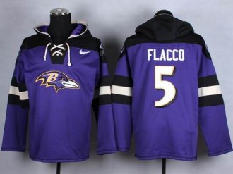 Nike Baltimore Ravens #5 Joe Flacco Purple Player Pullover NFL Hoodie