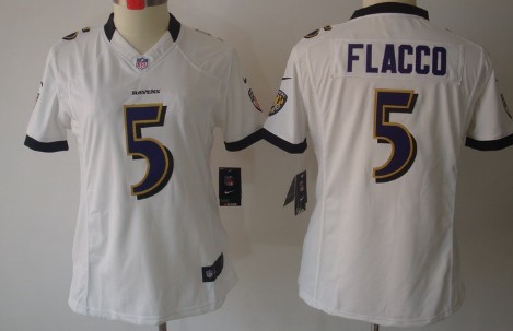 Nike Baltimore Ravens #5 Joe Flacco White Limited Womens Stitched Jersey