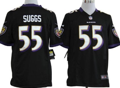 Nike Baltimore Ravens #55 Terrell Suggs Black Game Kids Stitched Jersey