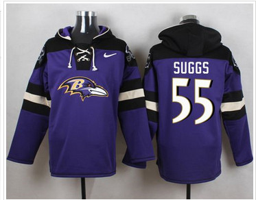 Nike Baltimore Ravens #55 Terrell Suggs Purple Player Pullover NFL Hoodie