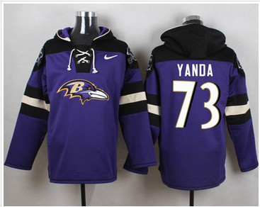 Nike Baltimore Ravens #73 Marshal Yanda Purple Player Pullover NFL Hoodie