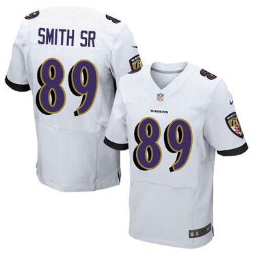 Nike Baltimore Ravens #89 Steve Smith White NFL Elite Jersey(2014 New)