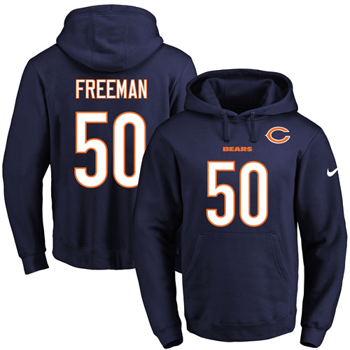 Nike Bears #50 Jerrell Freeman Navy Blue Name & Number Pullover NFL Hoodie