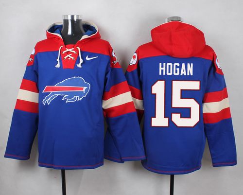 Nike Bills #15 Chris Hogans Royal Blue Player Pullover NFL Hoodie