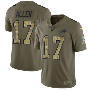 Nike Bills #17 Josh Allen Olive Camo Men's Stitched NFL Limited 2017 Salute To Service Jersey