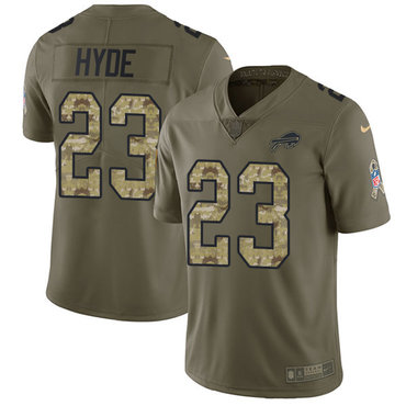 Nike Bills #23 Micah Hyde Olive Camo Youth Stitched NFL Limited 2017 Salute to Service Jersey