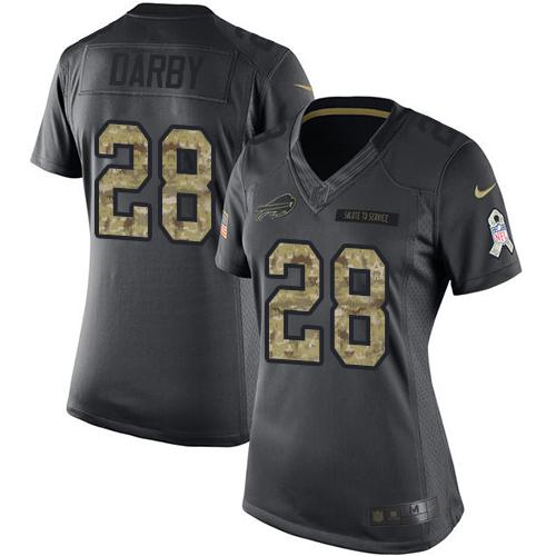 Nike Bills #28 Ronald Darby Black Women's Stitched NFL Limited 2016 Salute to Service Jersey