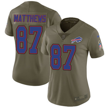 Nike Bills #87 Jordan Matthews Olive Women's Stitched NFL Limited 2017 Salute to Service Jersey