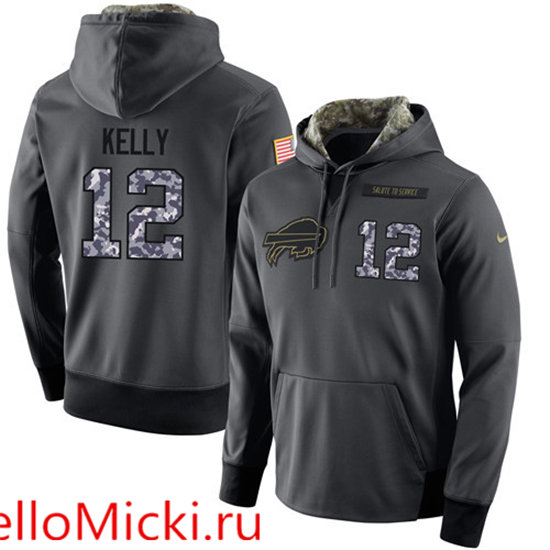 Nike Bills 12 Jim Kelly Anthracite Salute to Service Pullover Hoodie