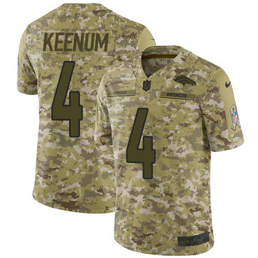 Nike Broncos #4 Case Keenum Camo Youth Stitched NFL Limited 2018 Salute to Service Jersey