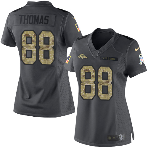 Nike Broncos #88 Demaryius Thomas Black Women's Stitched NFL Limited 2016 Salute to Service Jersey