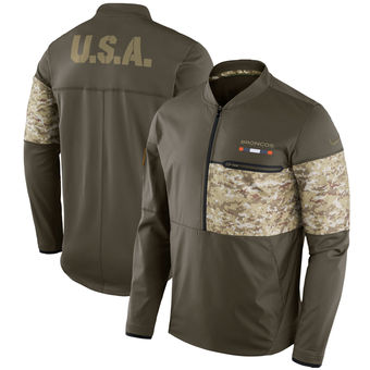 Nike Broncos Olive Salute to Service Sideline Hybrid Half-Zip Pullover Jacket