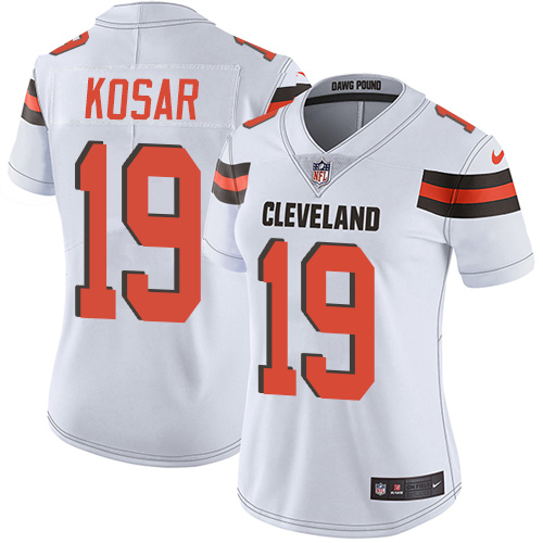 Nike Browns #19 Bernie Kosar White Women's Stitched NFL Vapor Untouchable Limited Jersey