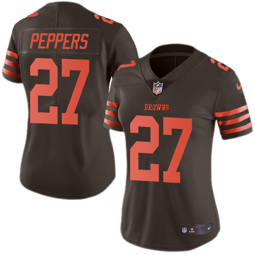 Nike Browns #27 Jabrill Peppers Brown Women's Stitched NFL Limited Rush Jersey