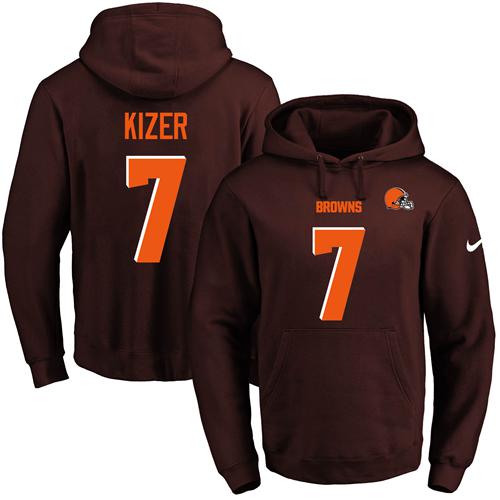 Nike Browns #7 DeShone Kizer Brown Name & Number Pullover NFL Hoodie