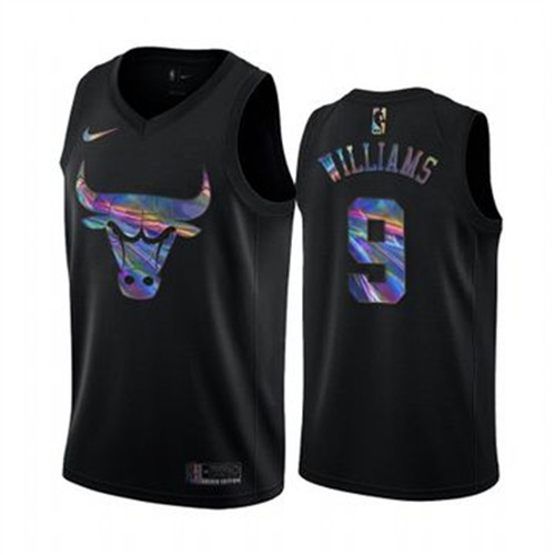 Nike Bulls #9 Patrick Williams Men's Iridescent Holographic Collection NBA Jersey - Black