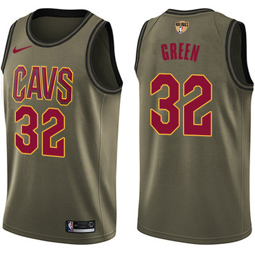 Nike Cavaliers #32 Jeff Green Green Salute to Service The Finals Patch Youth NBA Swingman Jersey