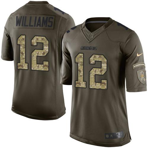Nike Chargers #12 Mike Williams Green Men's Stitched NFL Limited Salute to Service Jersey