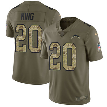 Nike Chargers #20 Desmond King Olive Camo Youth Stitched NFL Limited 2017 Salute to Service Jersey