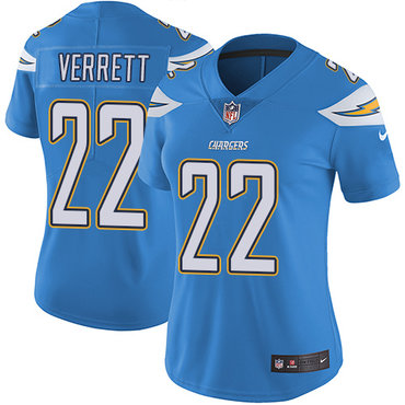 Nike Chargers #22 Jason Verrett Electric Blue Alternate Women's Stitched NFL Vapor Untouchable Limited Jersey