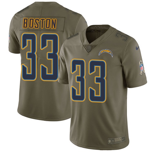 Nike Chargers #33 Tre Boston Olive Youth Stitched NFL Limited 2017 Salute to Service Jersey