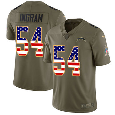 Nike Chargers #54 Melvin Ingram Olive USA Flag Men's Stitched NFL Limited 2017 Salute To Service Jersey