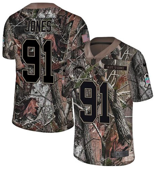 Nike Chargers #91 Justin Jones Camo Men's Stitched NFL Limited Rush Realtree Jersey