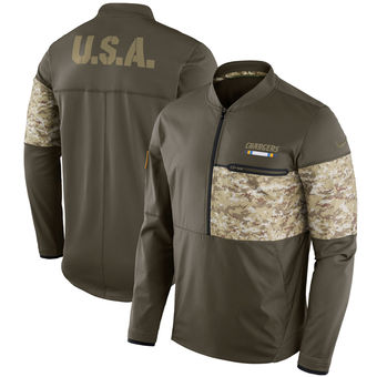 Nike Chargers Olive Salute to Service Sideline Hybrid Half-Zip Pullover Jacket