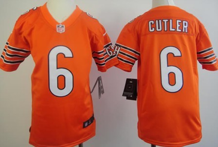 Nike Chicago Bears #6 Jay Cutler Orange Game Kids Stitched Jersey
