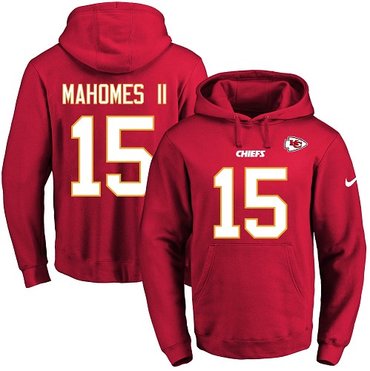 Nike Chiefs #15 Patrick Mahomes II Red Name & Number Pullover NFL Hoodie