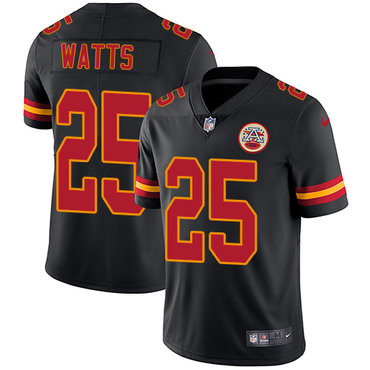 Nike Chiefs #25 Armani Watts Black Men's Stitched NFL Limited Rush Jersey