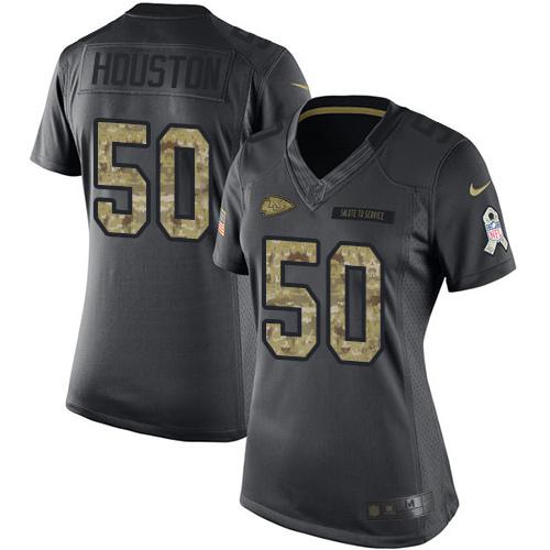 Nike Chiefs #50 Justin Houston Black Women's Stitched NFL Limited 2016 Salute to Service Jersey