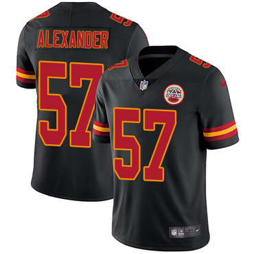 Nike Chiefs #57 D.J. Alexander Black Youth Stitched NFL Limited Rush Jersey