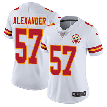 Nike Chiefs #57 D.J. Alexander White Women's Stitched NFL Vapor Untouchable Limited Jersey