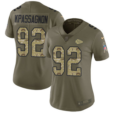 Nike Chiefs #92 Tanoh Kpassagnon Olive Camo Women's Stitched NFL Limited 2017 Salute to Service Jersey