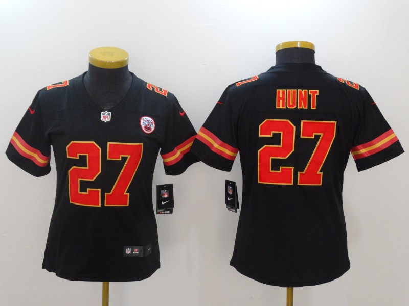 Nike Chiefs 27 Kareem Hunt Black Women Vapor Untouchable Player Limited Jersey