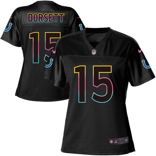 Nike Colts #15 Phillip Dorsett Black Women's NFL Fashion Game Jersey