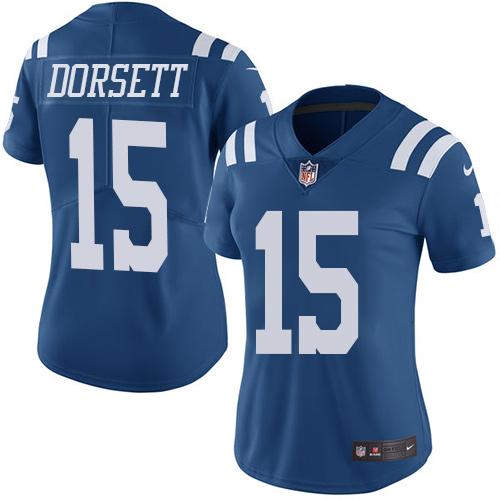 Nike Colts #15 Phillip Dorsett Royal Blue Women's Stitched NFL Limited Rush Jersey