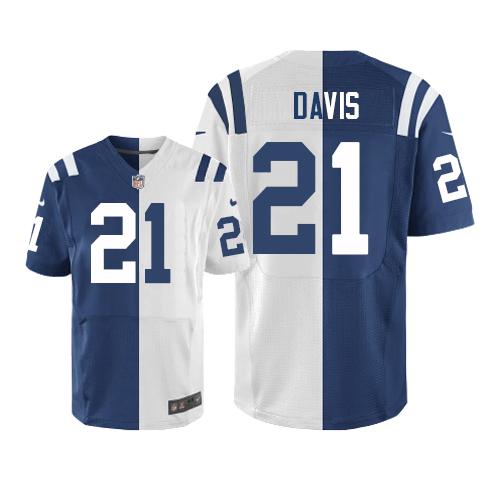 Nike Colts #21 Vontae Davis Royal Blue White Men's Stitched NFL Elite Split Jersey