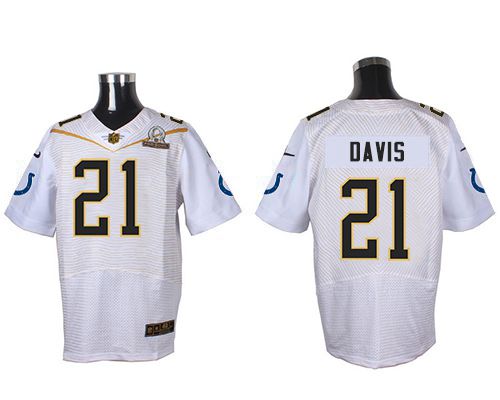 Nike Colts #21 Vontae Davis White 2016 Pro Bowl Men's Stitched NFL Elite Jersey