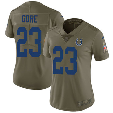 Nike Colts #23 Frank Gore Olive Women's Stitched NFL Limited 2017 Salute to Service Jersey