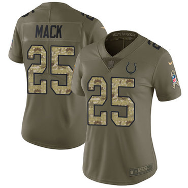 Nike Colts #25 Marlon Mack Olive Camo Women's Stitched NFL Limited 2017 Salute to Service Jersey