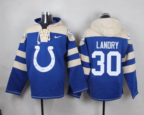 Nike Colts #30 LaRon Landry Royal Blue Player Pullover NFL Hoodie