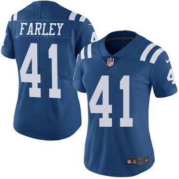 Nike Colts #41 Matthias Farley Royal Blue Team Color Women's Stitched NFL Vapor Untouchable Limited Jersey
